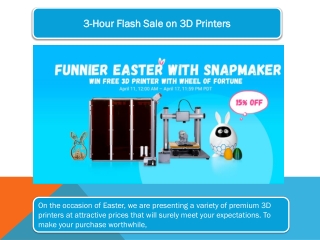 3-Hour Flash Sale on 3D Printers