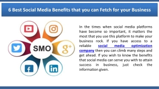 6 Best Social Media Benefits that you can Fetch for your Business