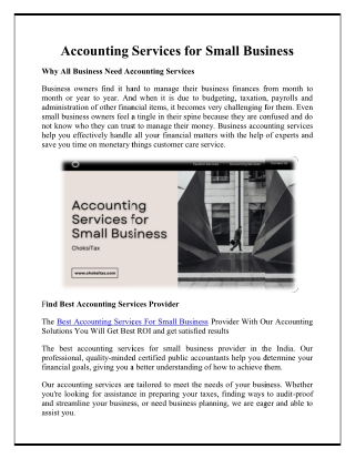 Accounting Services for Small Business