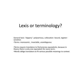 Lexis or terminology?