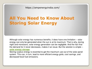 All You Need to Know About Storing Solar Energy