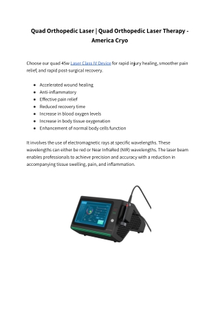 Quad Orthopedic Laser _ Quad Orthopedic Laser Therapy - America Cryo