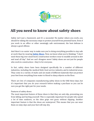 All you need to know about safety shoes
