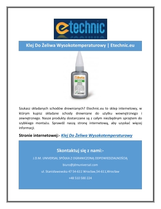 Klej Do Żeliwa Wysokotemperaturowy | Etechnic.eu