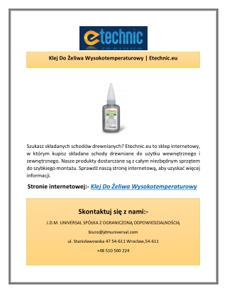 Klej Do Żeliwa Wysokotemperaturowy | Etechnic.eu