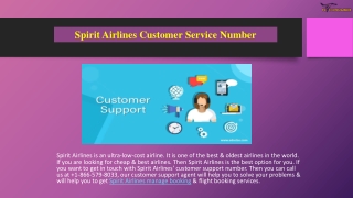 Spirit Airlines Customer Service Number  1-866-579-8033