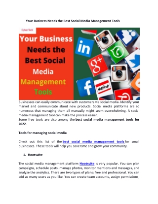 Your Business Needs the Best Social Media Management Tools