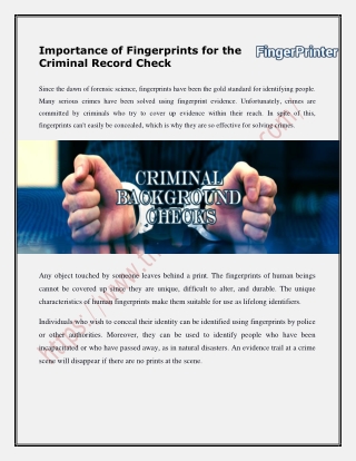 Criminal Background Check