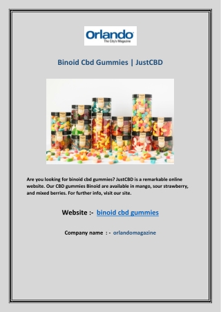 Binoid Cbd Gummies | JustCBD