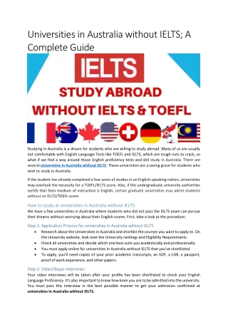 Find Top Universities in Australia without IELTS with Times Course Finder
