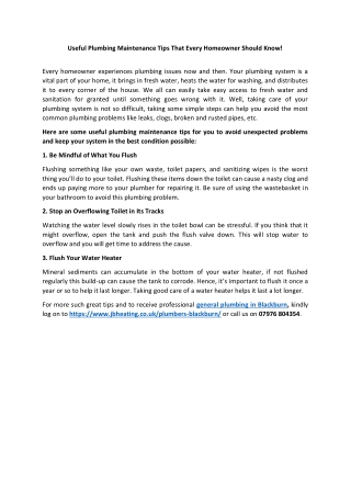 Useful Plumbing Maintenance Tips That Every Homeowner Should Know