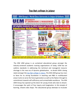 Top bpt college in jaipur