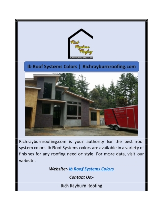 Ib Roof Systems Colors | Richrayburnroofing.com