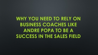 Why You Need to Rely On Business Coaches Like Andre Popa to Be a Success in The Sales Field