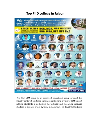 top phd college in jaipur
