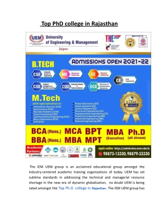 top phd college in rajasthan