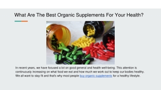 What Are The Best Organic Supplements For Your Health_