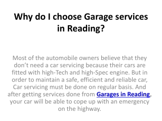 Why do I choose Garage services in Reading?