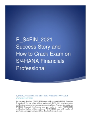 P_S4FIN_2021 Success Story and How to Crack Exam on S/4HANA