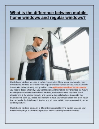 Regular Windows And Mobile Home Windows- Know the Difference