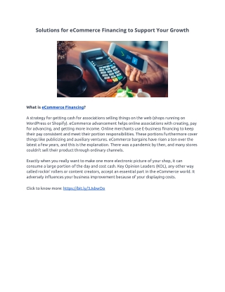 Solutions for eCommerce Financing to Support Your Growth