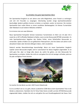 So erhalten Sie gute Sportwetten-Boni