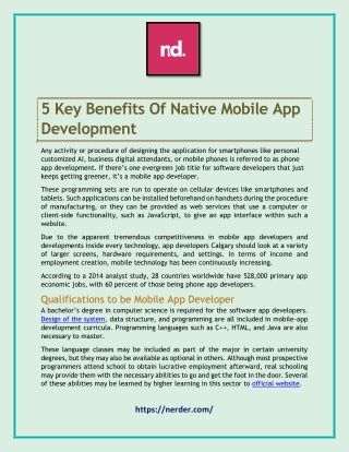 5 Key Benefits Of Native Mobile App Development