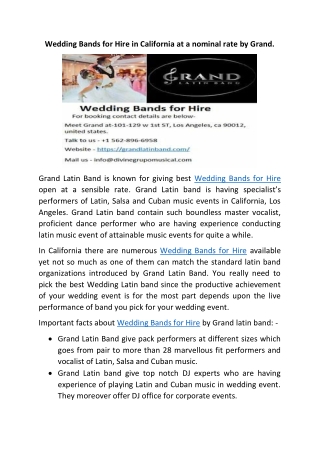 Wedding Bands for Hire