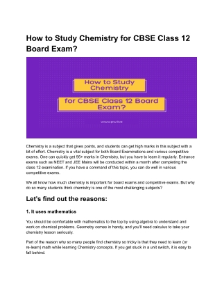 How to study chemistry for CBSE Class 12 Board Examination