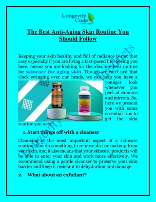 Skincare For Aging Skin | Longevity Research Products