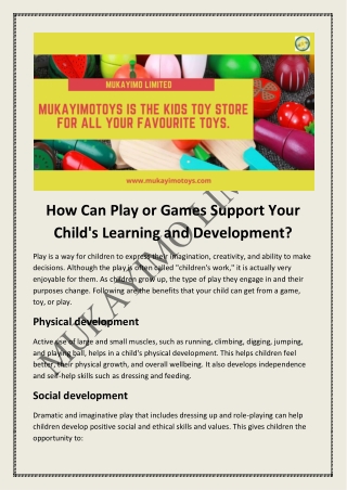 How Can Play or Games Support Your Child
