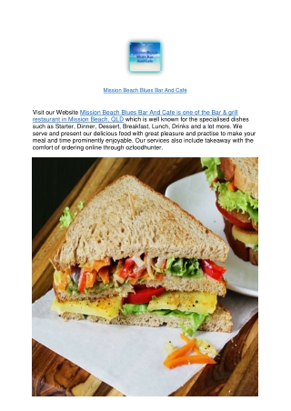$5 Off - Mission Beach Blues Bar And Cafe takeaway menu,QLD