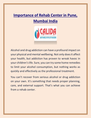 Importance of Rehab Center in Pune, Mumbai India