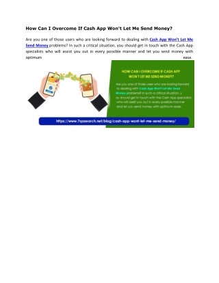 How Can I Overcome If Cash App Won't Let Me Send Money?
