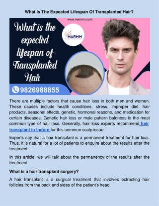 What Is The Expected Lifespan Of Transplanted Hair?