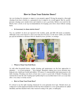 How to Clean Your Exterior Doors?