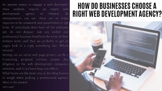 How do Businesses Choose a Right Web Development Agency?