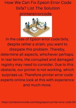 How We Can Fix Epson Error Code 0xfa List The Solution