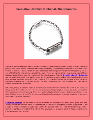 Cremation Jewelry Bracelets to Cherish The Memories