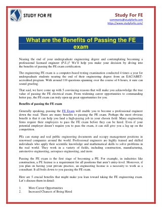 What are the Benefits of Passing the FE exam