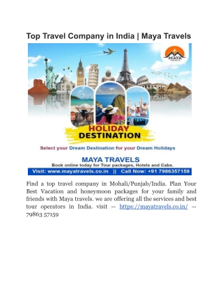 Top Travel Company in India