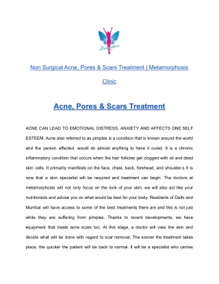 Non Surgical Acne, Pores & Scars Treatment | Metamorphosis Clinic
