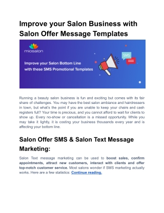 Improve your Salon Business with Salon Offer Message Templates
