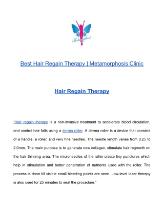 Best Hair Regain Therapy | Metamorphosis Clinic