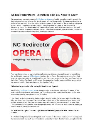 NC Redirector Opera- Everything That You Need To Know
