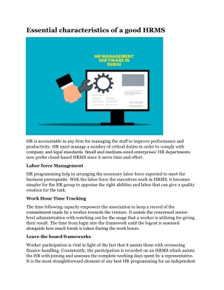 Essential characteristics of a good HRMS