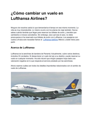 ¿Cómo cambiar un vuelo en Lufthansa Airlines