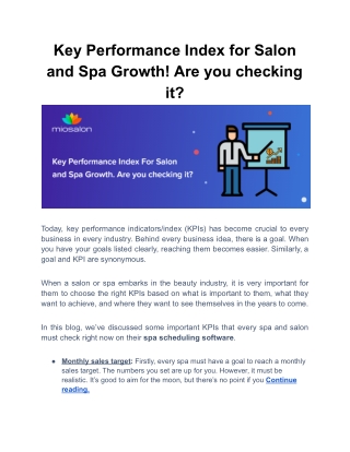 Key Performance Index for Salon and Spa Growth