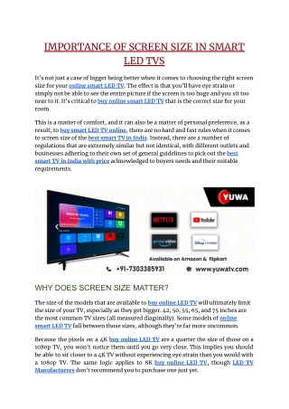 IMPORTANCE OF SCREEN SIZE IN SMART LED TVS