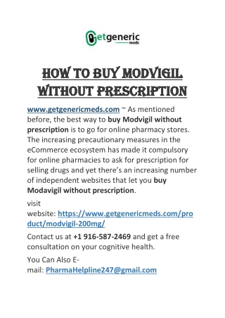 How to Buy Modvigil without prescription